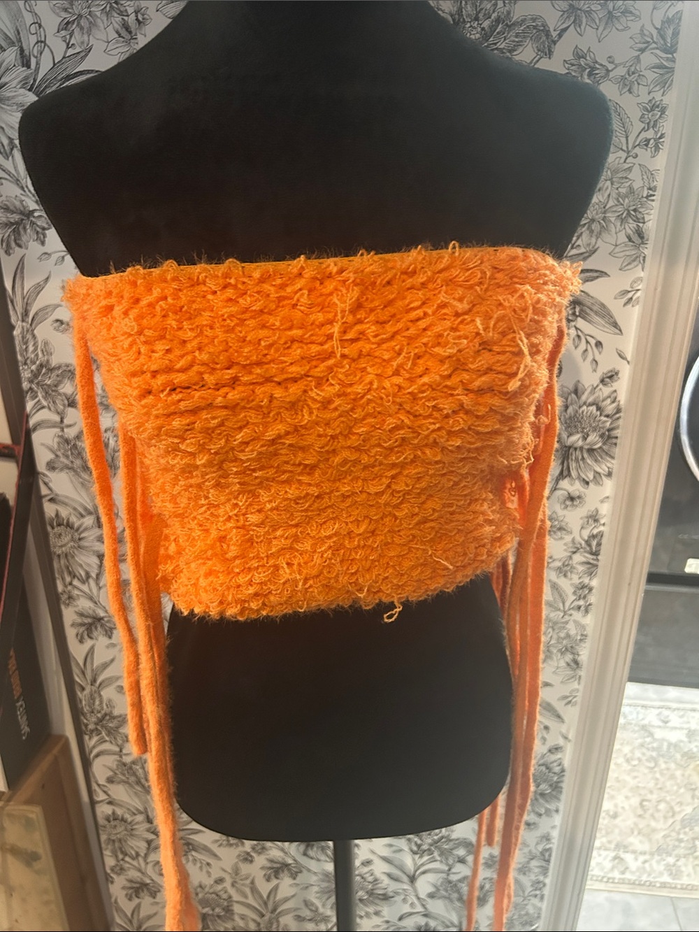 Strapless Textured Orange skirt with Side Ties